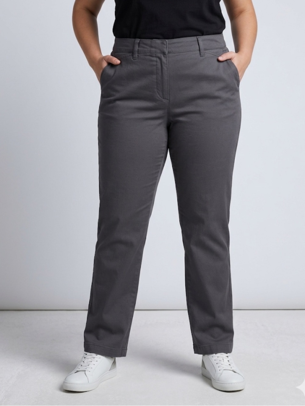 St. John's Bay Straight Leg Chino Pants - Charcoal Grey, Size 12P